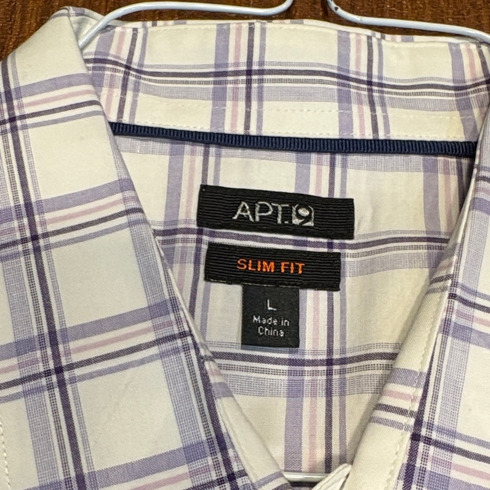 Apt. 9 White and Purple Plaid Dress Shirt - Picture 2 of 3